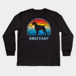 Brittany Vintage Design Dog Kids Long Sleeve T-Shirt